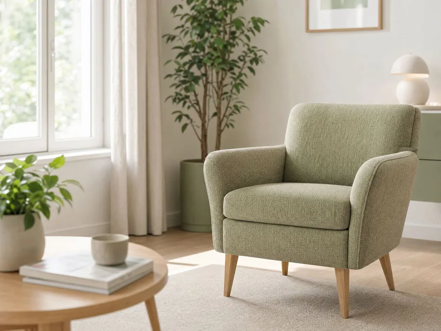 Fauteuil en tissu vert